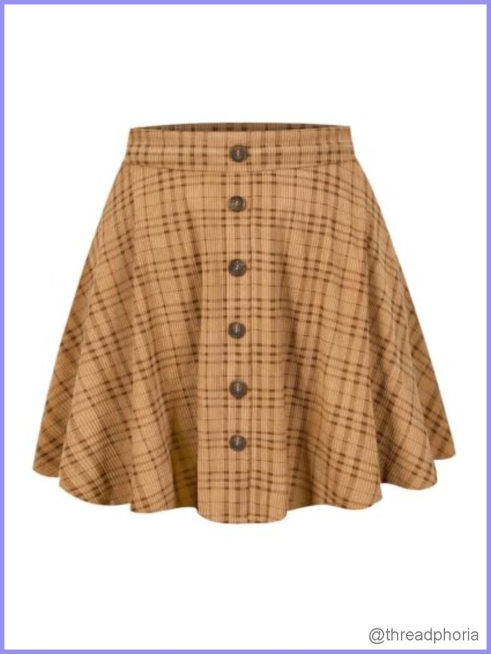 Women's Corduroy A-Line Mini Skirt with Front Buttons, Elastic Back, Plus Size